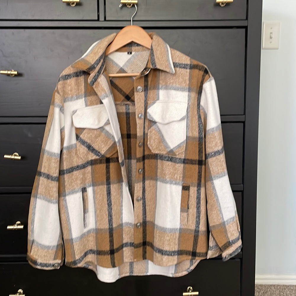 Wool plaid blend jacket